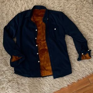 Royal Blue corduroy with burnt orange velvet inside size XL runs small